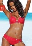 Push-Up-Bikini S.OLIVER, Damen, Gr. 34, Cup A, rot, Microfaser, Polyamid, unifarben,