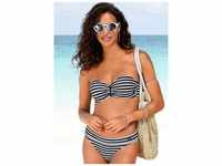 Bandeau-Bikini-Top VENICE BEACH "Summer" Gr. 42, Cup D, schwarz-weiß (schwarz,