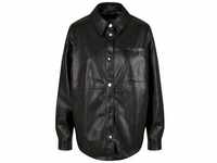 Hemdbluse URBAN CLASSICS "Urban Classics Damen Ladies Faux Leather Overshirt" Gr. M,