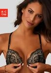 Push-up-BH LASCANA, Damen, Gr. 75, Cup C, schwarz, Spitze, Obermaterial: 60%