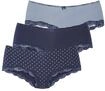 LASCANA Panty 3er-Pack, aus elastischer Baumwolle mit zarter Spitze