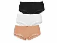 Panty LASCANA Gr. 36/38, 3 St., schwarz (beige, weiß, schwarz) Damen Unterhosen