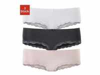 Panty LASCANA Gr. 44/46, 3 St., bunt (rosa, weiß, schwarz) Damen Unterhosen
