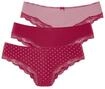 LASCANA Slip 3er-Pack, aus elastischer Baumwolle mit zarter Spitze