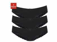 Slip LASCANA Gr. 40/42, 3 St., schwarz Damen Unterhosen Klassische Slips aus