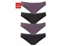 Slip LASCANA Gr. 44/46, 4 St., schwarz (schwarz, anthrazit) Damen Unterhosen