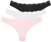 LASCANA String 3er-Pack, aus elastischer Baumwolle mit zarter Spitze
