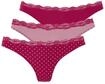 LASCANA String 3er-Pack, aus elastischer Baumwolle mit zarter Spitze