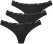 LASCANA String 3er-Pack, aus elastischer Baumwolle mit zarter Spitze