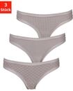LASCANA String 3er-Pack, aus elastischer Baumwolle mit weicher Spitze
