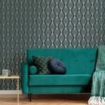 Boutique Vliestapete "Marquise Geo" geometrisch Dunkelgr&uuml;n - 10mx52cm