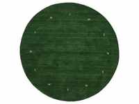 Wollteppich CARPETFINE "Gabbeh Uni" Teppiche Gr. Ø 150 cm, 15 mm, 1 St., grün