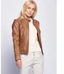 Lederjacke MAZE "Marcie", Damen, Gr. XL, braun (cognac), Obermaterial: 100%