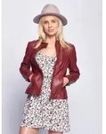 Lederjacke MAZE "Marcie", Damen, Gr. M, rot, Obermaterial: 100% Lammleder. Futter: