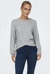 Rundhalspullover ONLY "ONLRICA LIFE L/S PULLOVER KNT NOOS", Damen, Gr. M, grau (light
