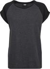 Kurzarmshirt URBAN CLASSICS "Urban Classics Damen Ladies Contrast Raglan Tee", Damen,