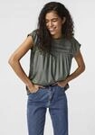 Vero Moda Kurzarmbluse "VMDEBBIE PLEAT S/L TOP GA NOOS" Viskose, regular fit