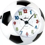 Kinderwecker ATLANTA "Fu&szlig;ballwecker, 1199", schwarz-wei&szlig; (wei&szlig;, schwarz), Wecker,