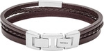 Armband FOSSIL "Schmuck Geschenk Edelstahl Leder VINTAGE CASUAL", braun