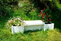 KHW Gartenbank "Berlin" mit zwei Pflanzk&auml;sten, wei&szlig;