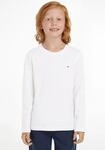 Langarmshirt TOMMY HILFIGER "BOYS BASIC CN KNIT L/S", Jungen, Gr. 10/140, wei&szlig;