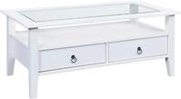 Inter Link Couchtisch "Provence, Kiefer Massivholz, Glasplatte & Schublade,