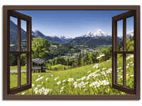 Wandbild ARTLAND "Fensterblick Bayerischen Alpen" Bilder Gr. B/H: 70 cm x 50 cm,