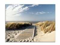 Glasbild ARTLAND "Nordseestrand auf Langeoog - Steg" Bilder Gr. B/H: 80 cm x 60...