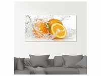 Glasbild ARTLAND "Orange mit Spritzwasser" Bilder Gr. B/H: 100 cm x 50 cm,