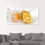 Artland Glasbild "Orange mit Spritzwasser" S&uuml;&szlig;speisen 1 Stk. tlg. in verschiedenen