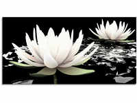 Artland Glasbild "Zwei Lotusblumen auf dem Wasser", Blumen, (1 St.)