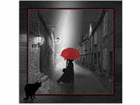 Artland Glasbild "Die Frau mit dem roten Schirm 2", Frau, (1 St.), in...