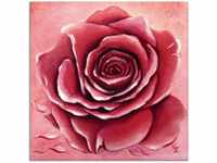 Artland Glasbild "Rote Rose handgemalt", Blumen, (1 St.)