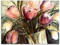 Glasbild ARTLAND "Lila Tulpen in Vase" Bilder Gr. B/H: 60 cm x 45 cm, Glasbild...