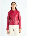 Lederjacke MAZE "Lindsay", Damen, Gr. M, rot, Obermaterial: 100% Lammleder. Futter: