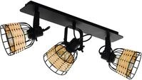 EGLO Deckenspot "ANWICK 1 Deckenstrahler, E27, Stahl und Rattan, Wohnzimmerlampe,