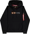 Hoodie ALPHA INDUSTRIES "Alpha Label Hoodie", Herren, Gr. XXL, schwarz, Obermaterial: