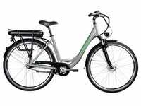 E-Bike ZÜNDAPP "Z502" E-Bikes Gr. 48 cm, 28 Zoll (71,12 cm), grau (grau, grün)