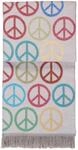 PAD Wohndecke "PEACE MULTI" Made in Europe, Kuscheldecke, Peace Zeichen, mit Fransen,