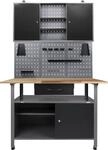 ONDIS24 Werkstatt-Set inkl. Werkbank, Werkzeugschrank, Lochwand & 22-tlg. Hakenset