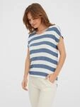 Kurzarmshirt VERO MODA "VMWIDE STRIPE SL TOP GA JRS NOOS", Damen, Gr. S, blau (china