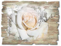 Artland Holzbild "In Buchstaben - Rose", Blumen, (1 St.)