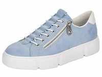 Slip-On Sneaker RIEKER Gr. 40, blau (hellblau) Damen Schuhe Plateau Schnürschuhe