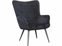 Sessel BYLIVING "Uta" Gr. Samtstoff, Farbe schwarz, ohne Hocker, B/H/T: 60 cm x 97 cm