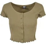 Kurzarmshirt URBAN CLASSICS "Urban Classics Damen Ladies Cropped Button Up Rib...