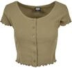 Kurzarmshirt URBAN CLASSICS "Urban Classics Damen Ladies Cropped Button Up Rib...