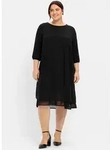 Chiffonkleid SHEEGO "Chiffonkleid", Damen, Gr. 50, Normalgr&ouml;&szlig;en, schwarz, 100%