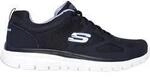 Sneaker SKECHERS "BURNS-AGOURA", Herren, Gr. 45, navy, Leder, Textil, kontrastfarbene