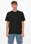 T-Shirt ONLY & SONS "ONSFRED LIFE RLX SS TEE NOOS", Herren, Gr. XL, schwarz, Single