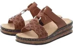 Pantolette RIEKER, Damen, Gr. 41, braun, Lederimitat, Schuhe Pantolette, Keilabsatz,